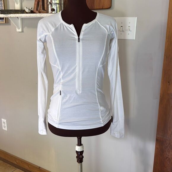 Athleta women’s performance long sleeve quarter zip shirt size small white athle - Picture 1 of 9